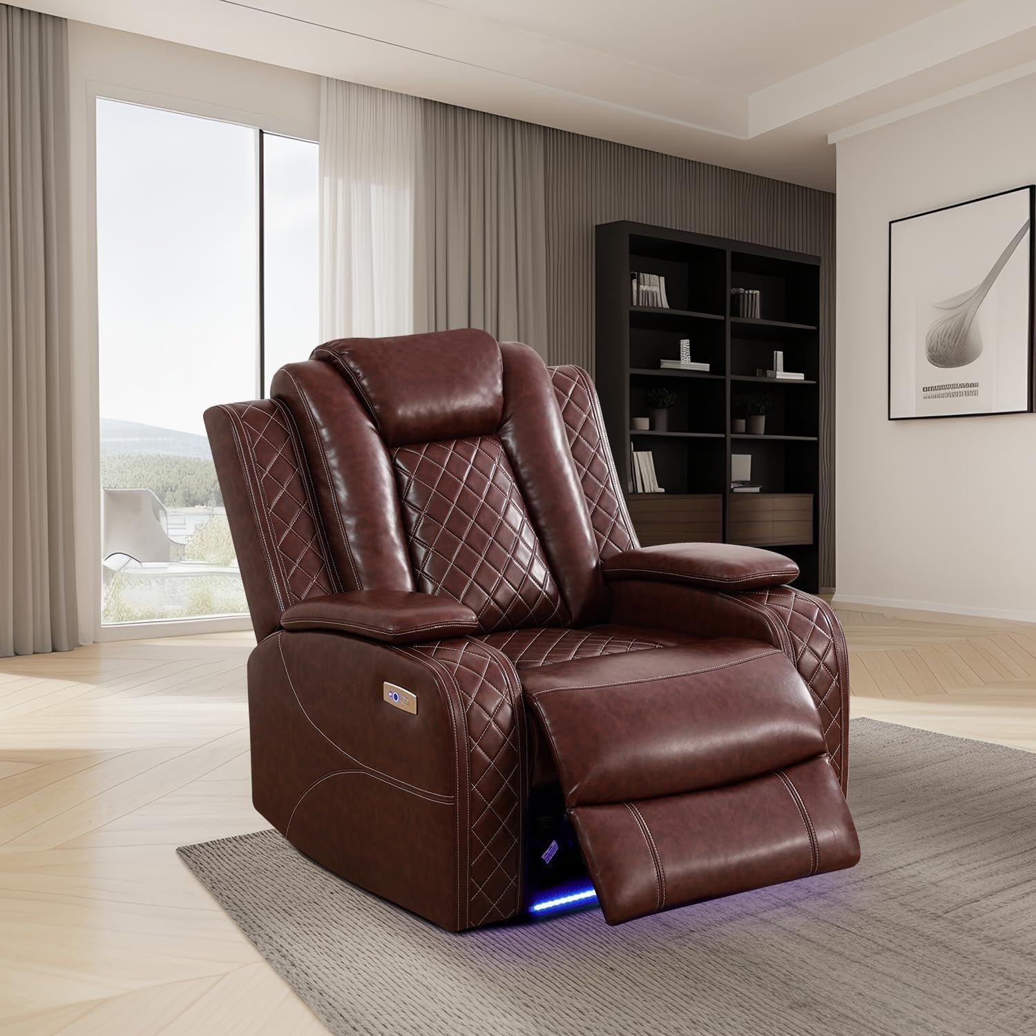 Techno Power Reclining Brown Leather Sofa Set