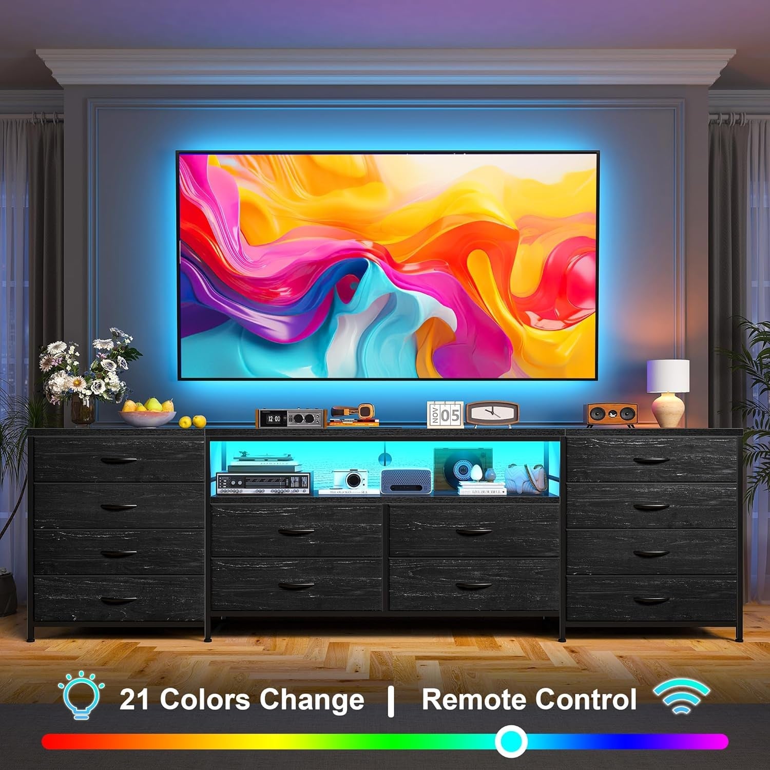BlackBear Dresser With 75 Inch TV Stand