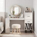 59" L-Shaped Corner Desk with Storage Shelves and Drawer