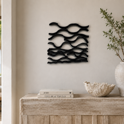 Black Tide Snake Vine Wall Art – 14” x 14”
