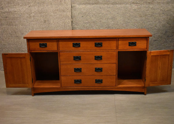 Mission Quarter Sawn Oak 6 Drawer Sideboard - 62