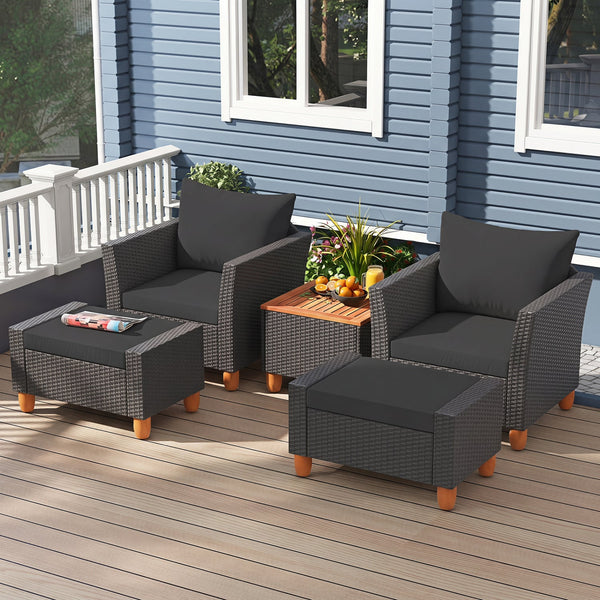 5-Piece Patio Conversation Set with Storage Table