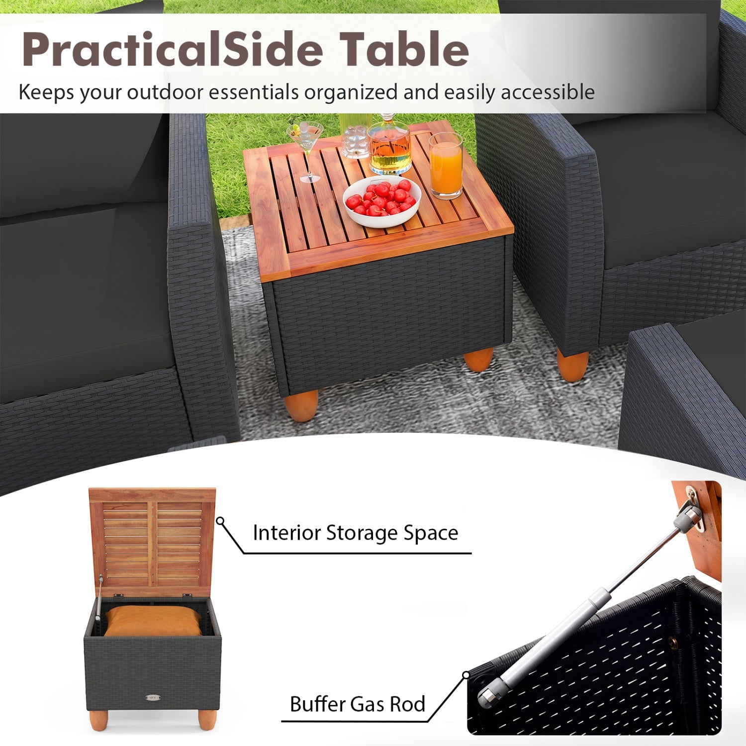 5-Piece Patio Conversation Set with Storage Table