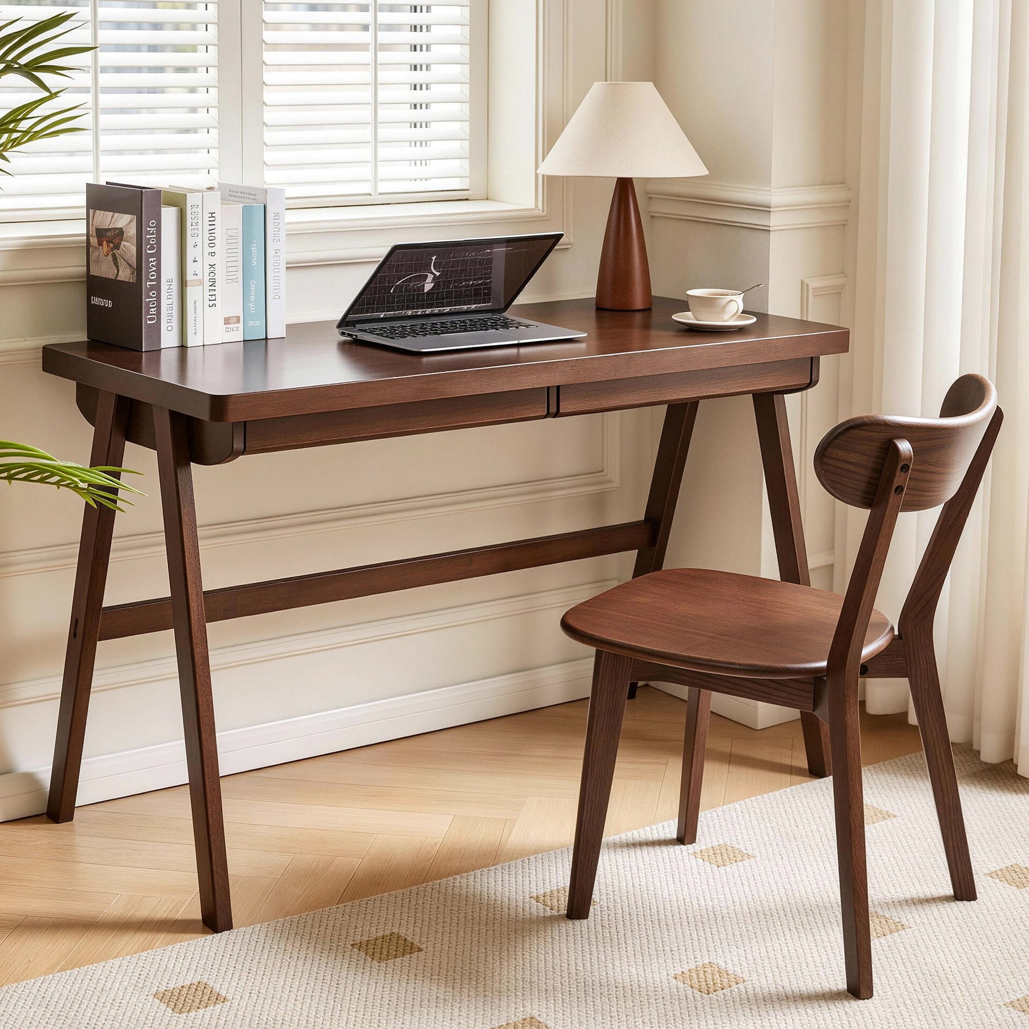 100% Solid Rubber Wood Computer Desk - Retro