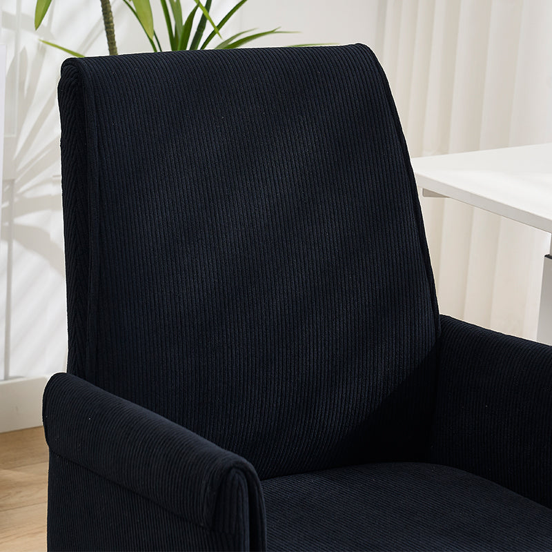 Mid-Back Liftable Office Chair - Striped Fabric - Black