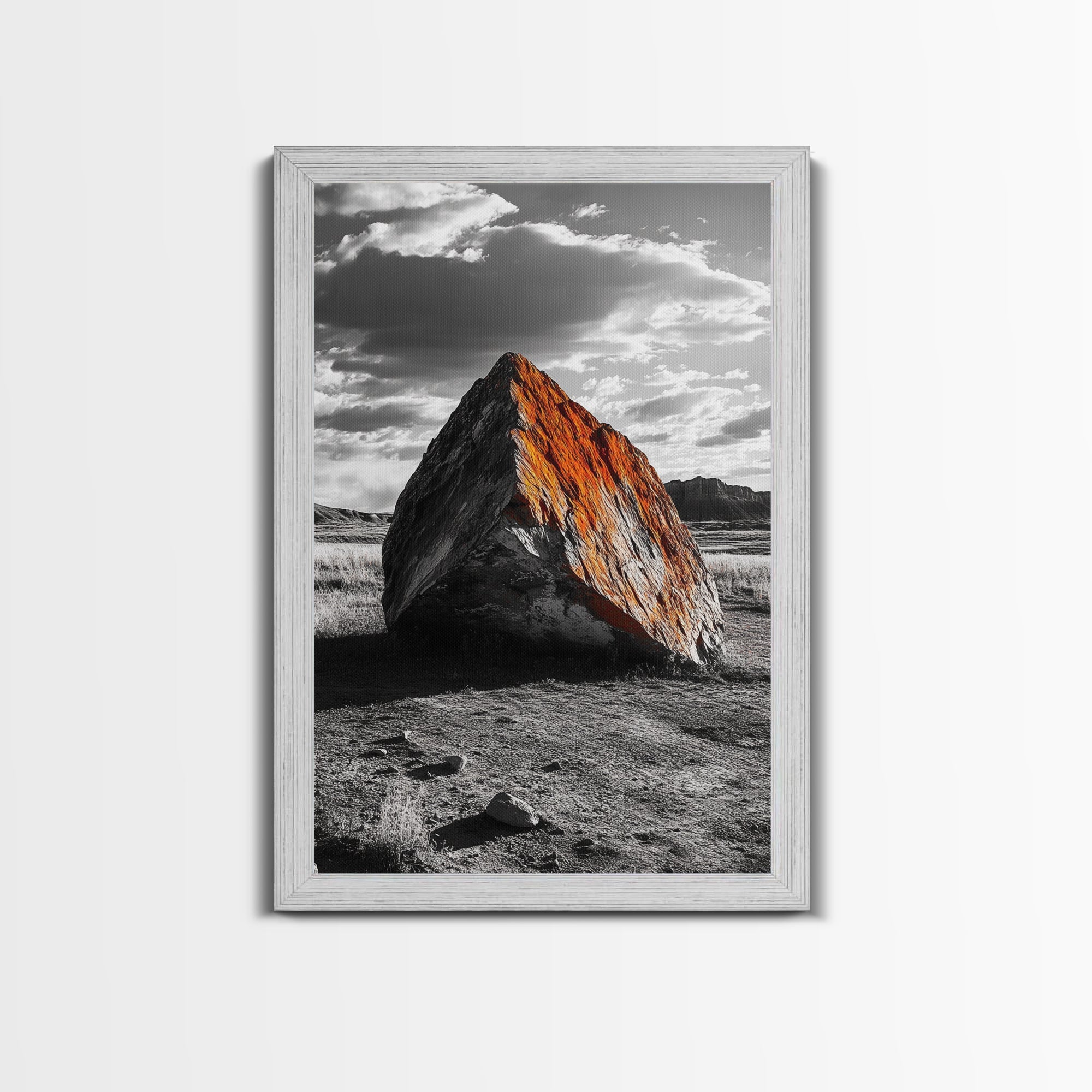 Red Rock, Sunset Boulders, Wild West Plains, Canvas Print, Desert Landscape Art, Living Room Wall Decor, Nature Photography