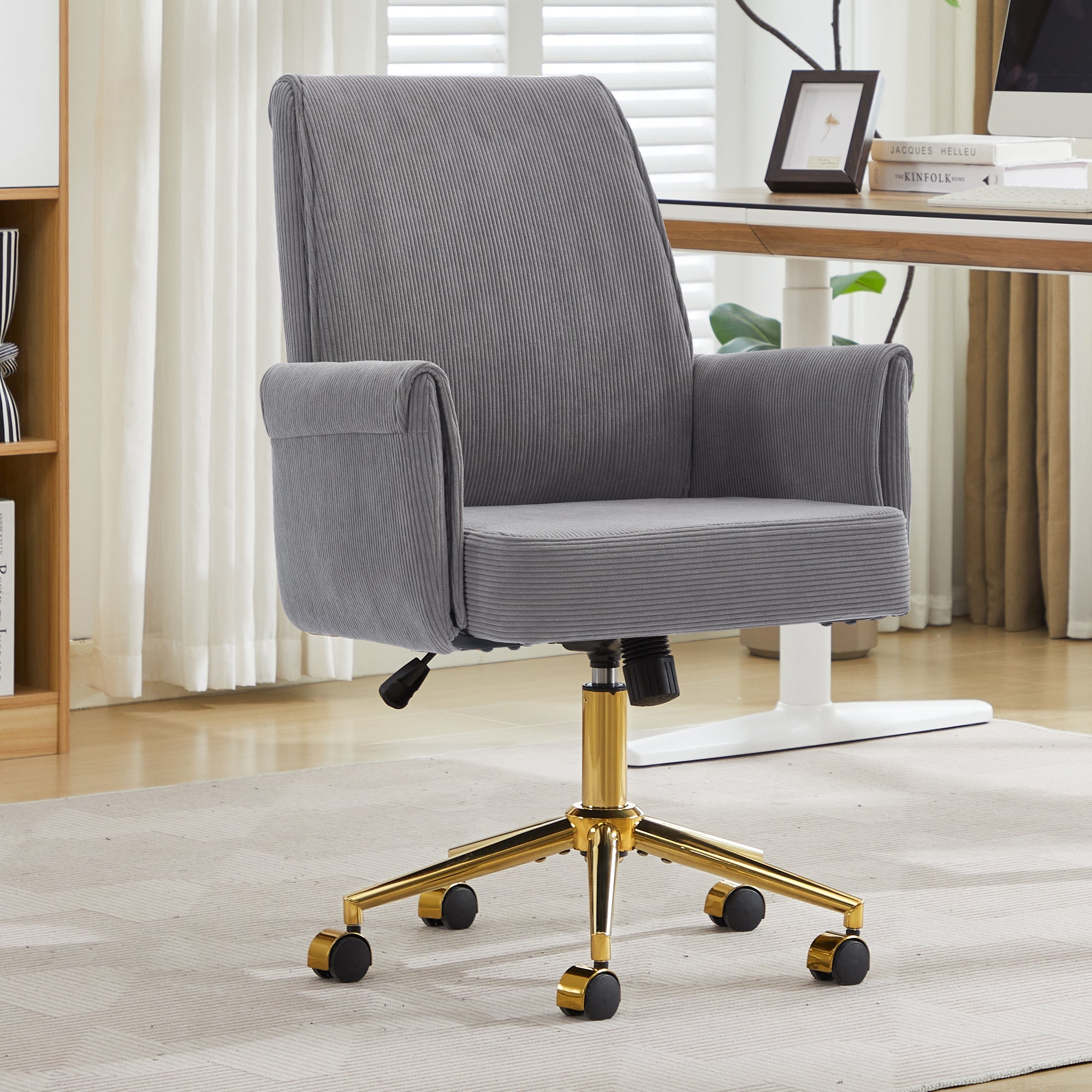 Mid-Back Liftable Office Chair - Striped Fabric