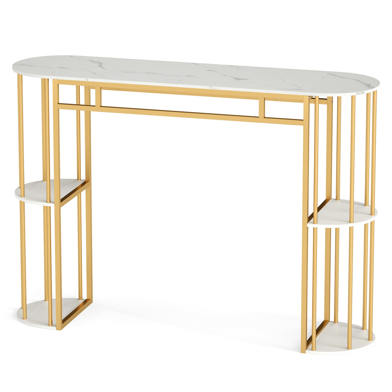 60 Inch Long Bar Table Narrow with Faux Marble Tabletop
