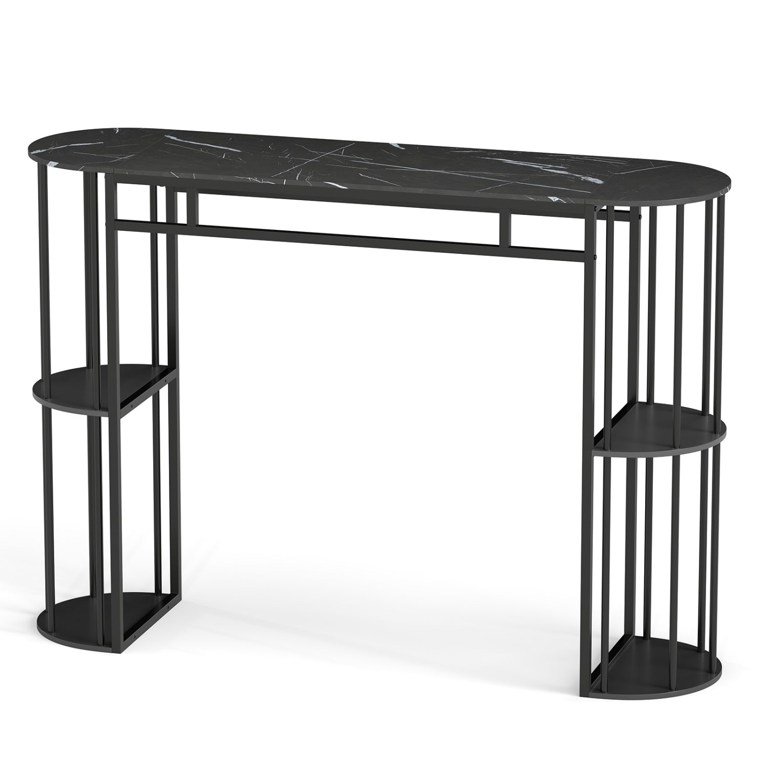 60 Inch Long Bar Table Narrow with Faux Marble Tabletop