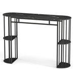 60 Inch Long Bar Table Narrow with Faux Marble Tabletop