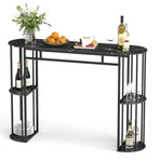 60 Inch Long Bar Table Narrow with Faux Marble Tabletop