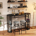 60 Inch Long Bar Table Narrow with Faux Marble Tabletop