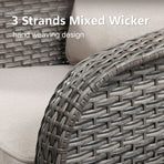 73.6" PE Wicker Rattan Outdoor Furniture Set, 3 Seat Sofa