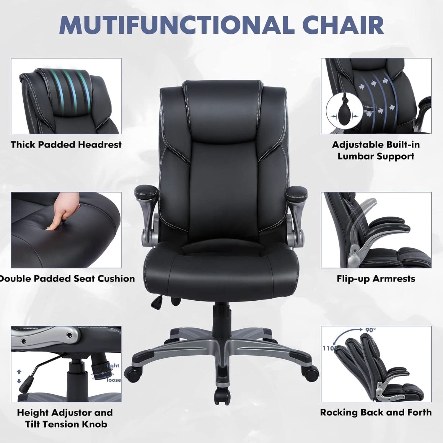 Ergonomic High Back Office Chair With Flip Up Arms