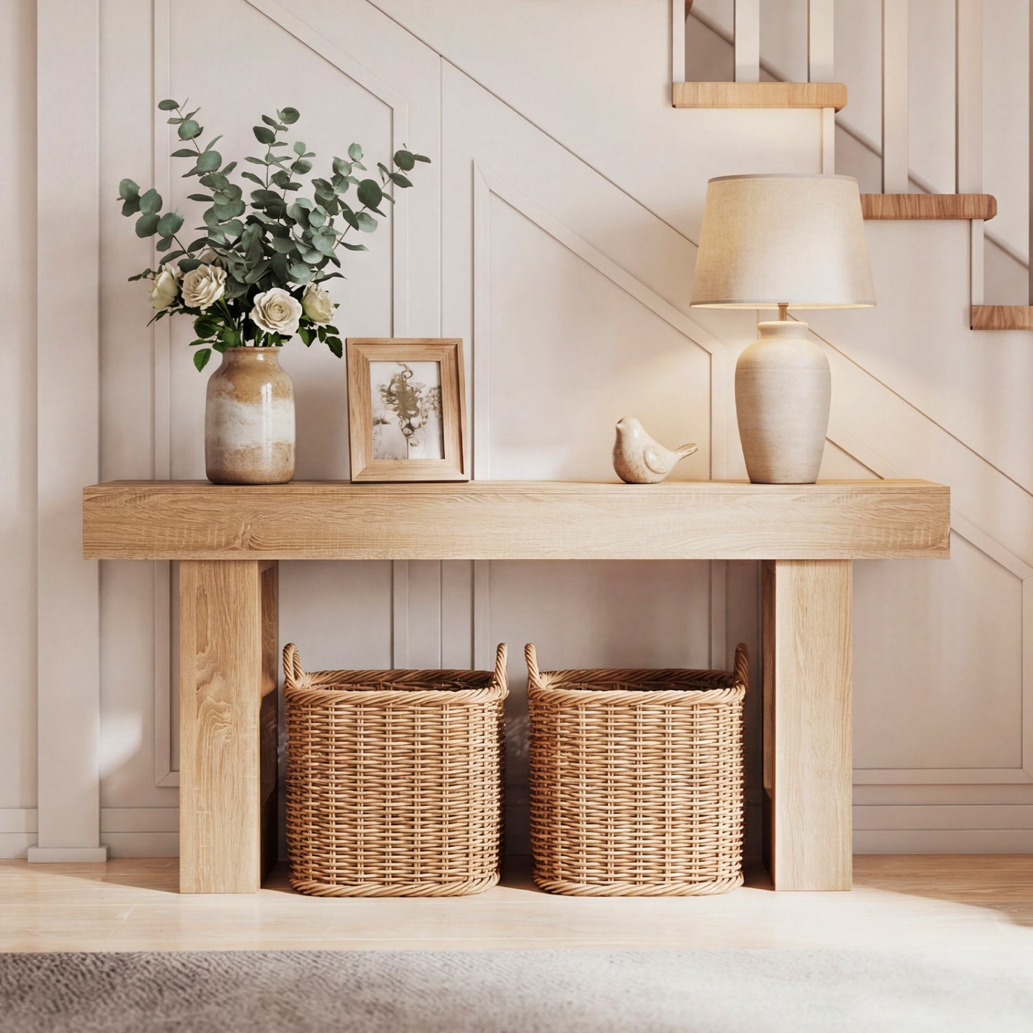 63 Inches Long Console Table Farmhouse Entryway Table with Storage