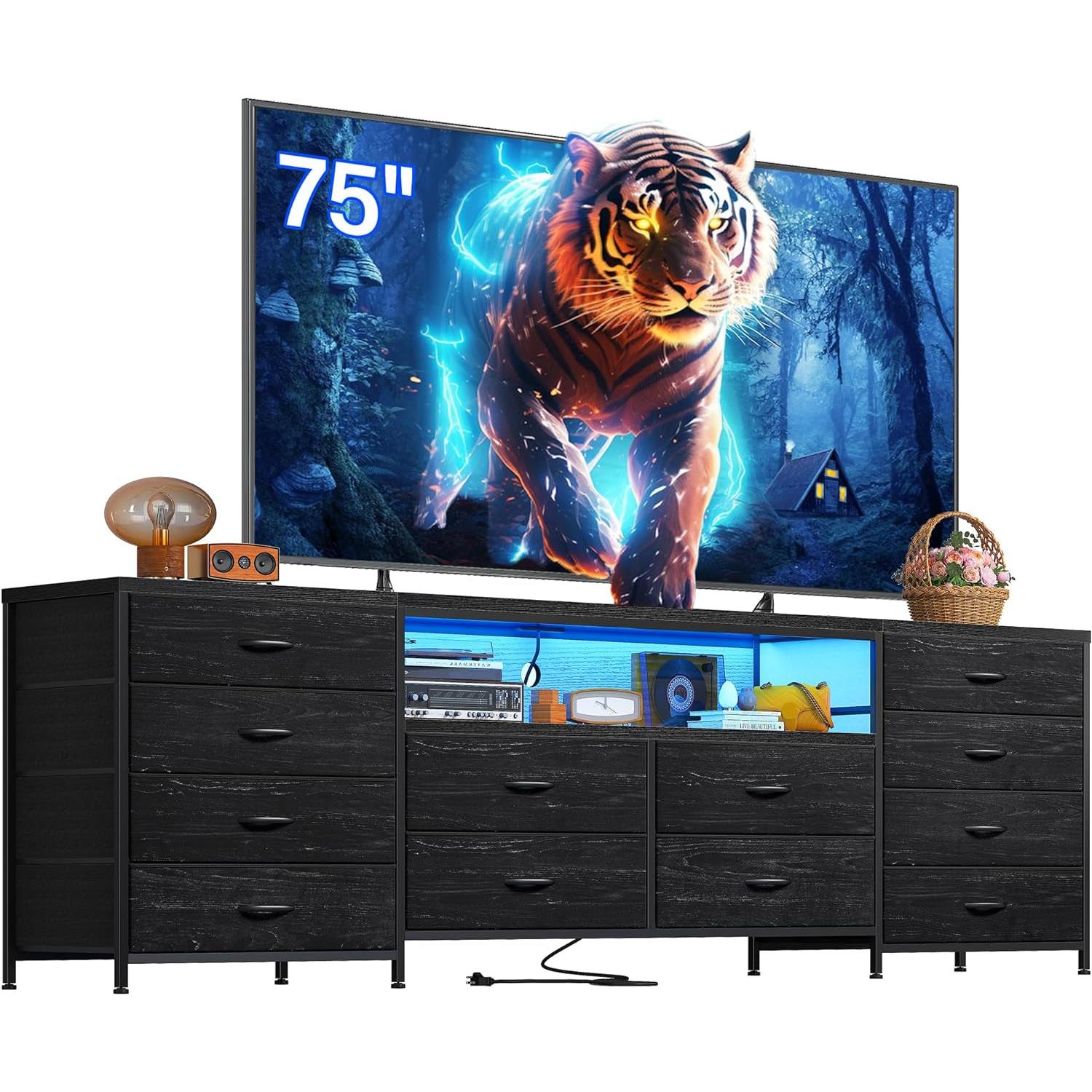 BlackBear Dresser With 75 Inch TV Stand