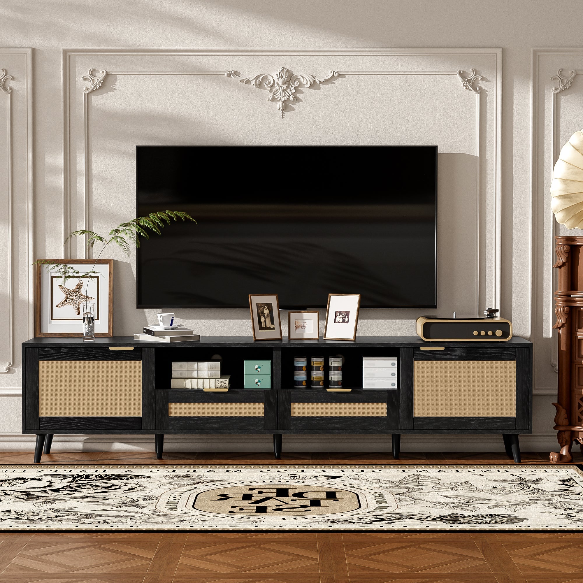 Rattan TV Stand for TVs up to 85''