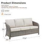 73.6" PE Wicker Rattan Outdoor Furniture Set, 3 Seat Sofa