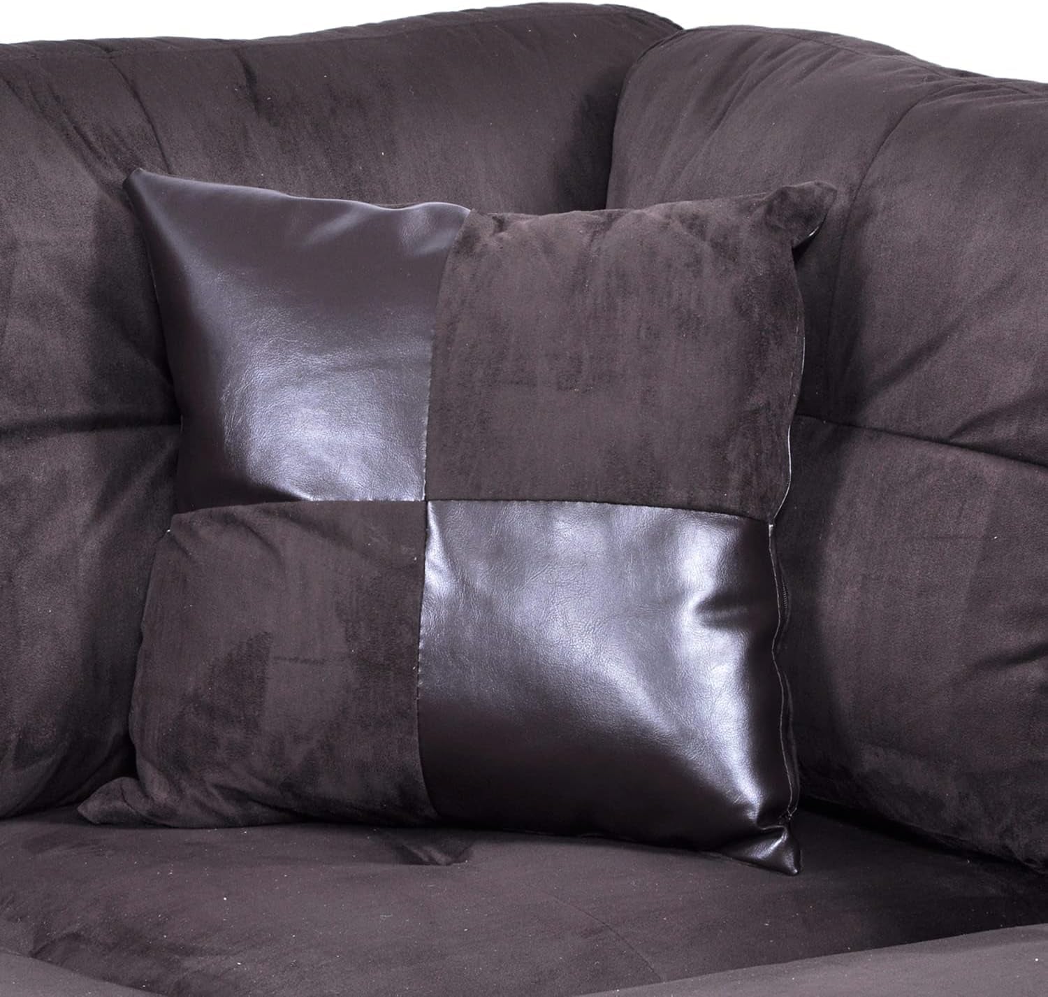 Ponliving Espresso L Shaped Sectional Sofa Set Left Hand Facing