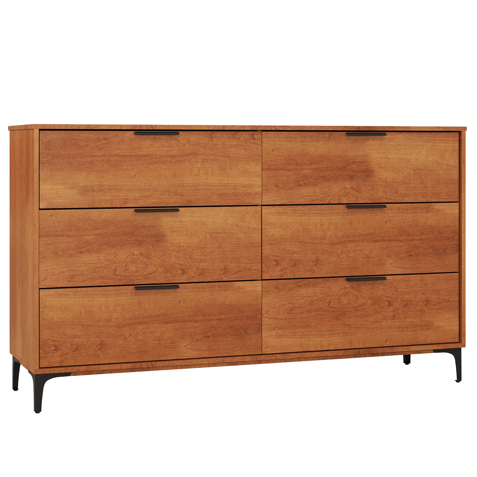 6-Drawer Dresser with Interlock System for Bedroom Living Room-Cherry