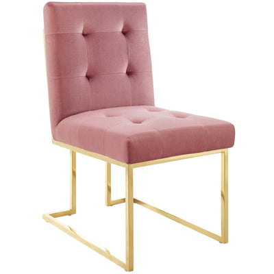Privy Stainless Steel Velvet Dining Chair