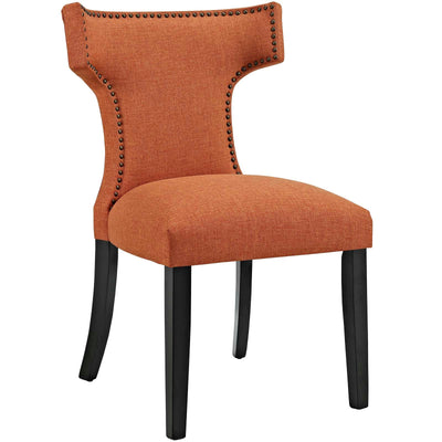 Orange Curve Fabric Dining Chair
