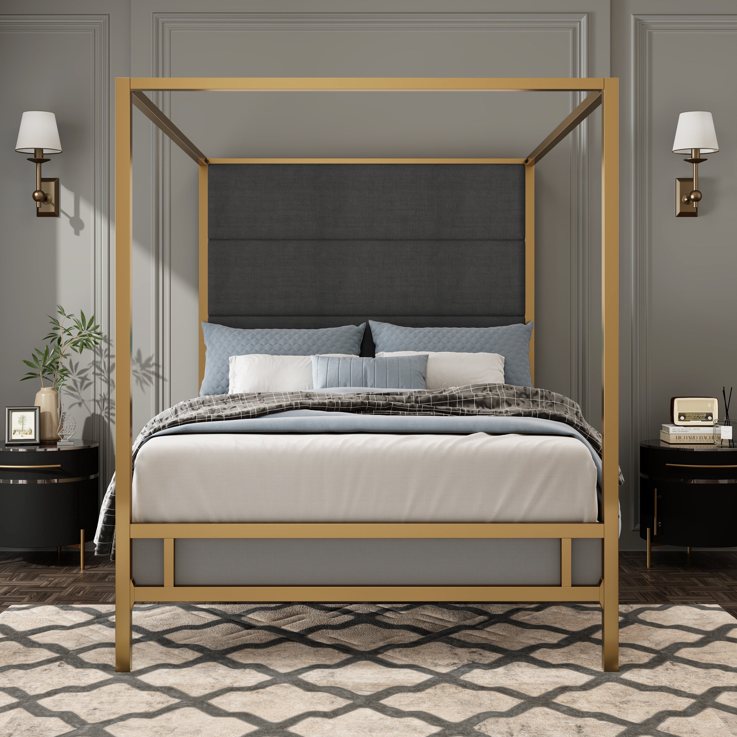Gold Metal Canopy Bed