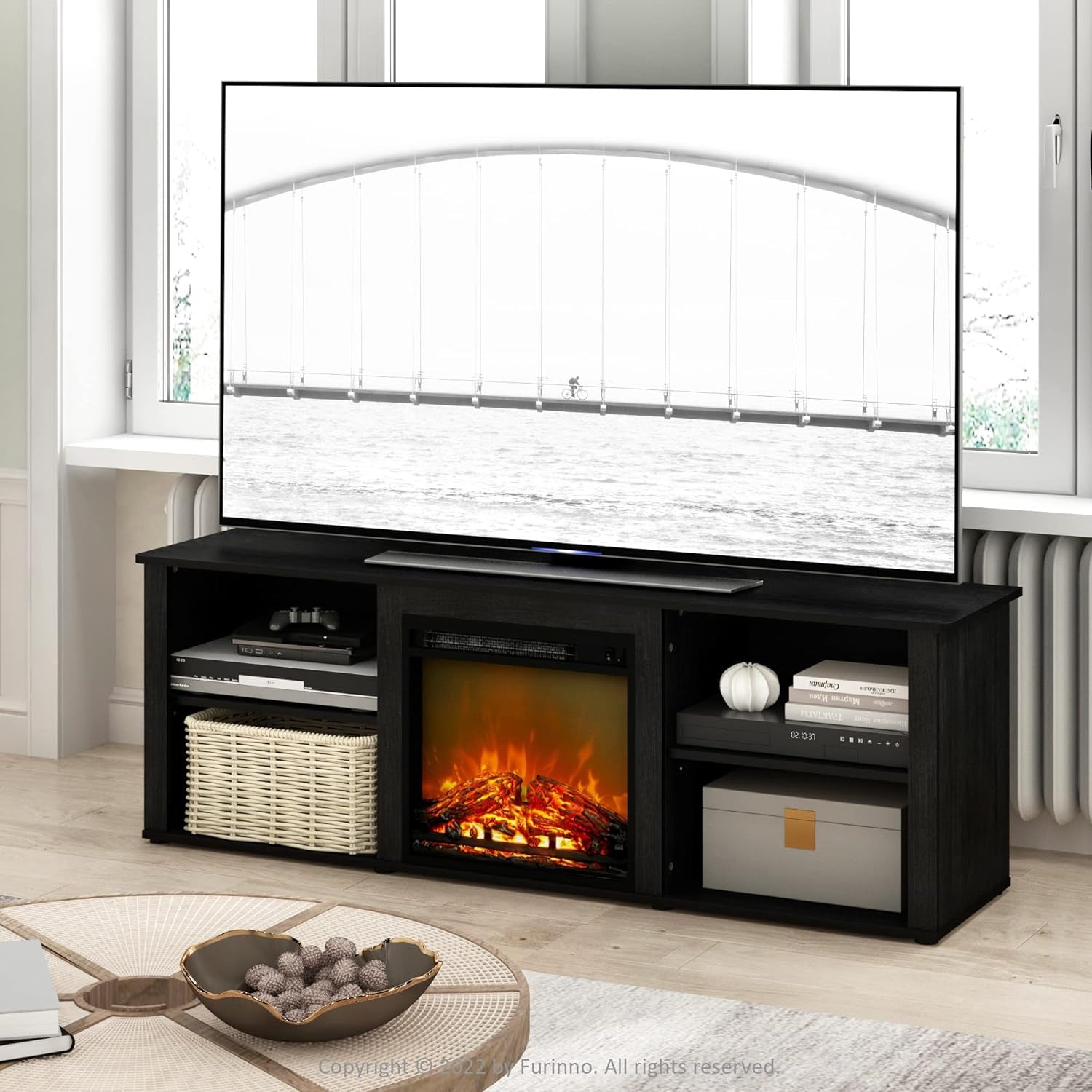 Americano 70 Inch TV Stand With Electric Fireplace