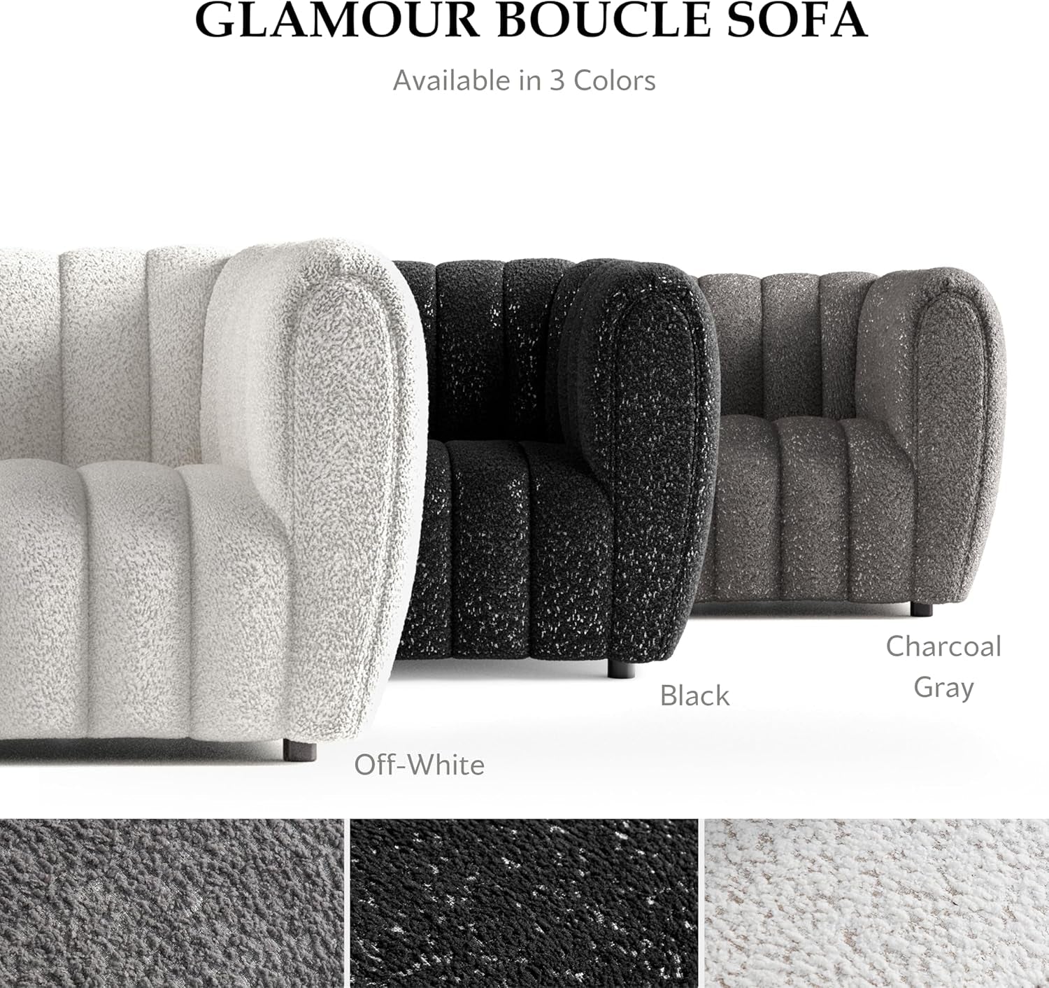 Charcoal Gray Vertical Channel Tufted 3 Piece Sofa Set