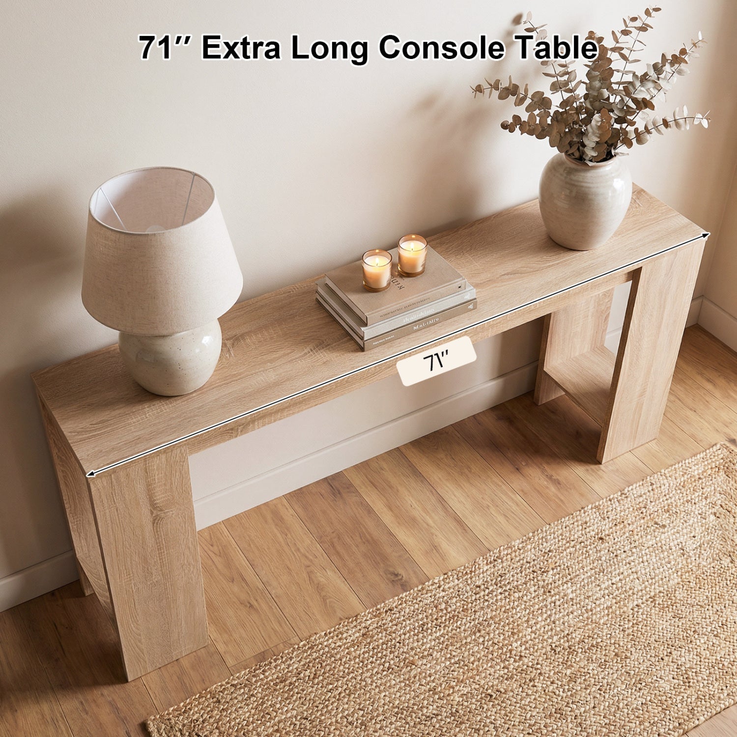 71 Inches Long Console Table with Storage for Hallway