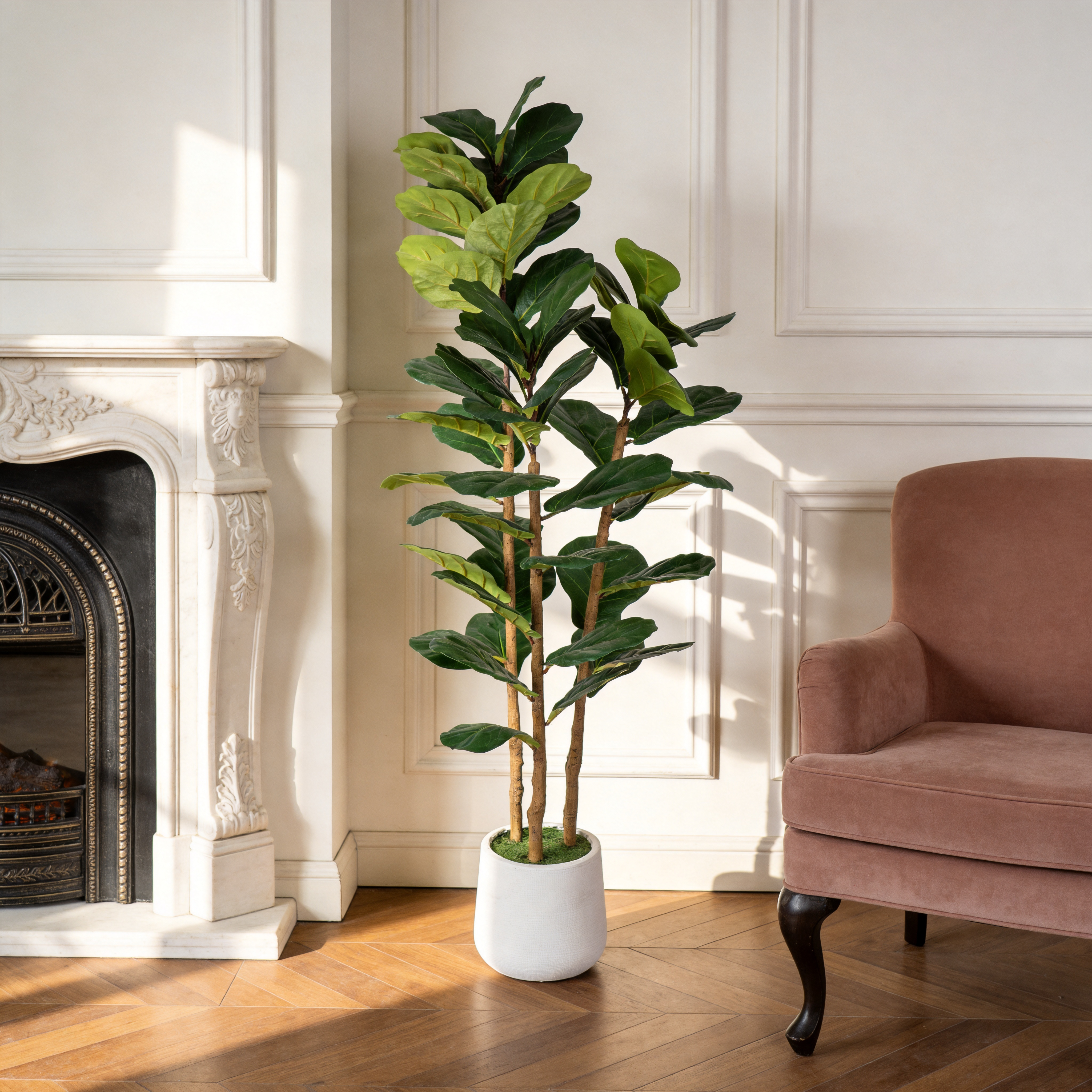 5.2FT Artificial Fiddle Leaf Fig Tree With Decorative Pot