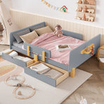 Full Size Platform Bed with Storage Drawers, White