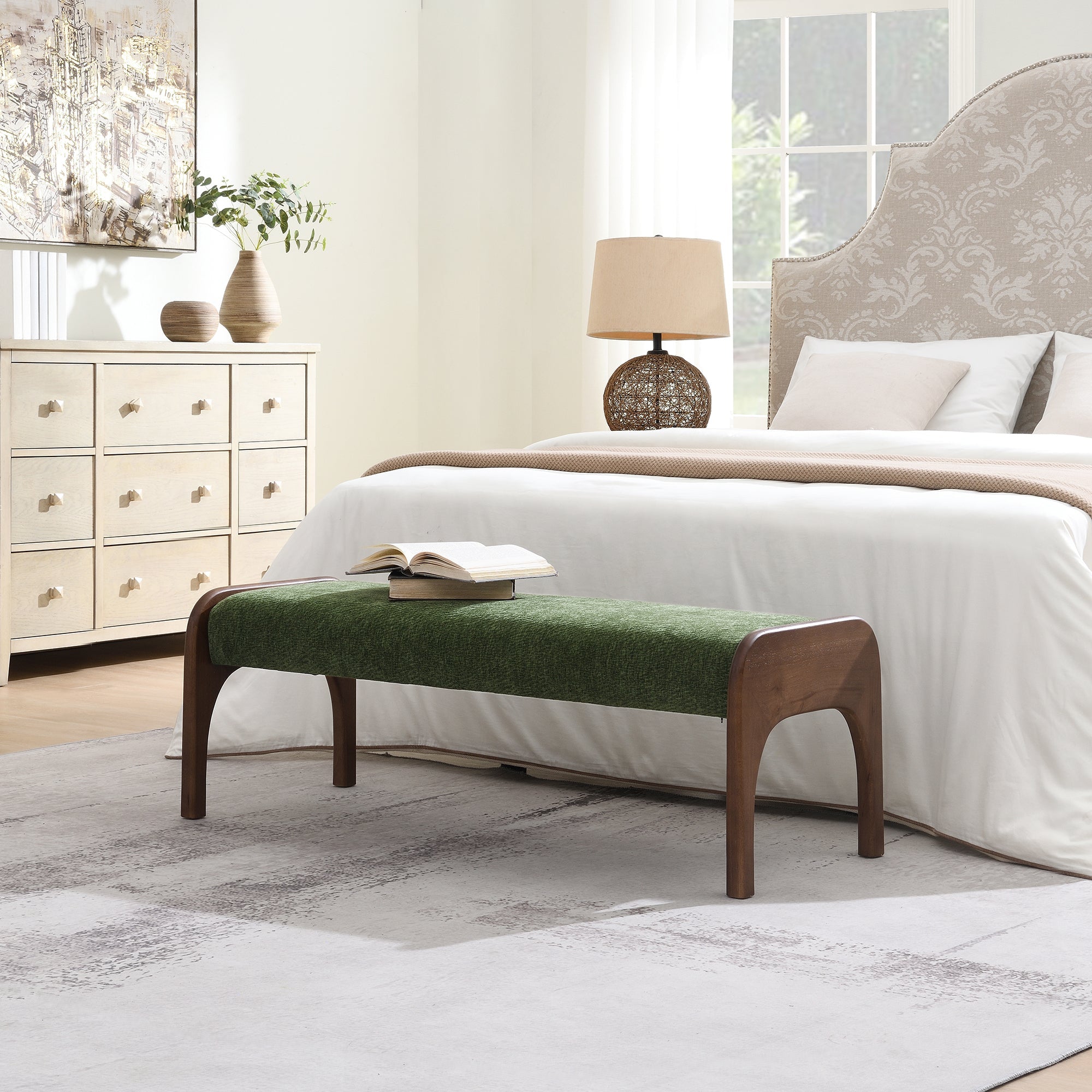 50.25 Inch Upholstered Long Bench