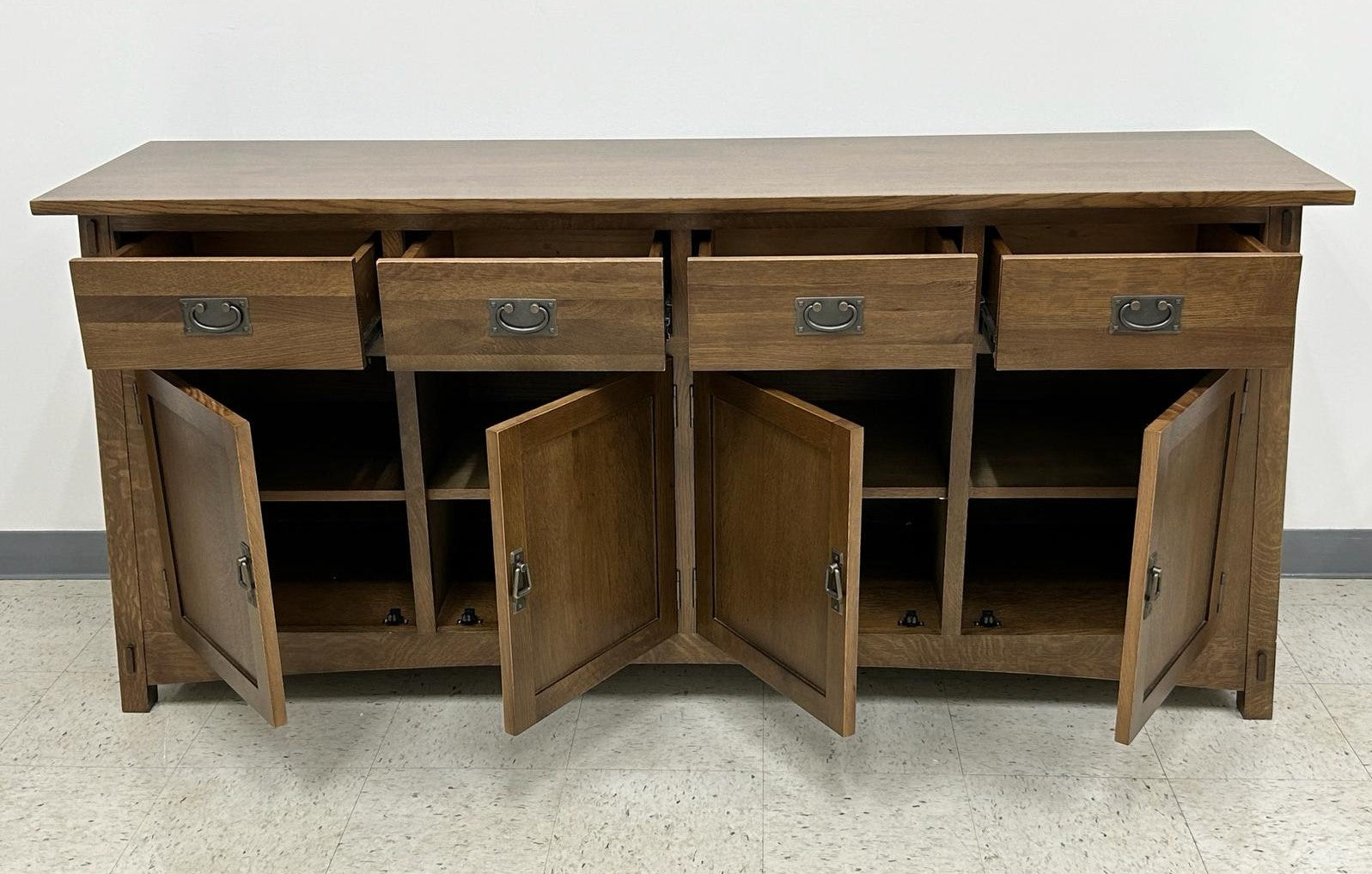 Mission 4 Door 4 Drawer Oak Sideboard - Walnut