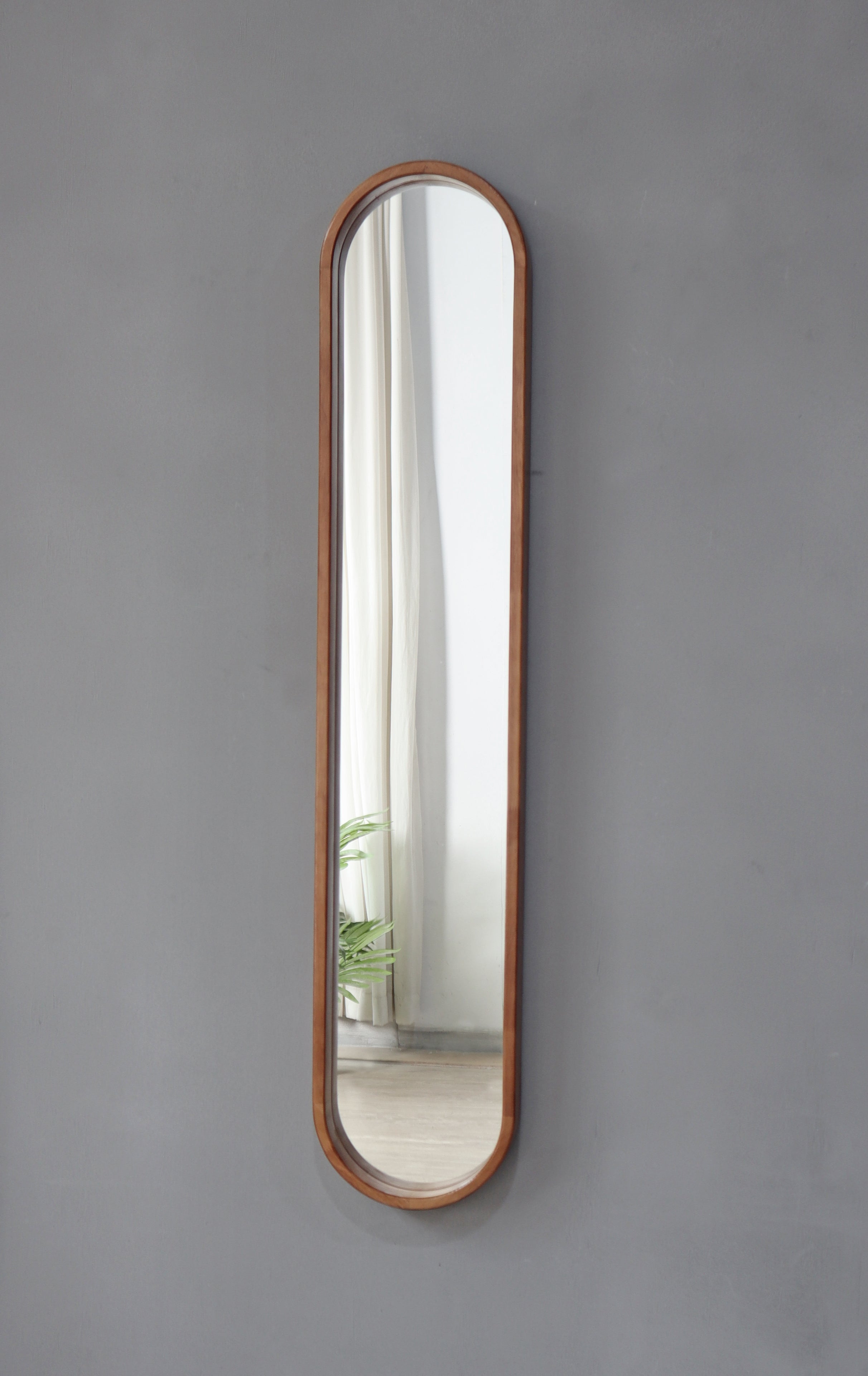 Decorative Rubber Frame Mirror with Elongated Oval Frame