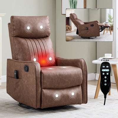 Brown Heat Massage Manual Recliner