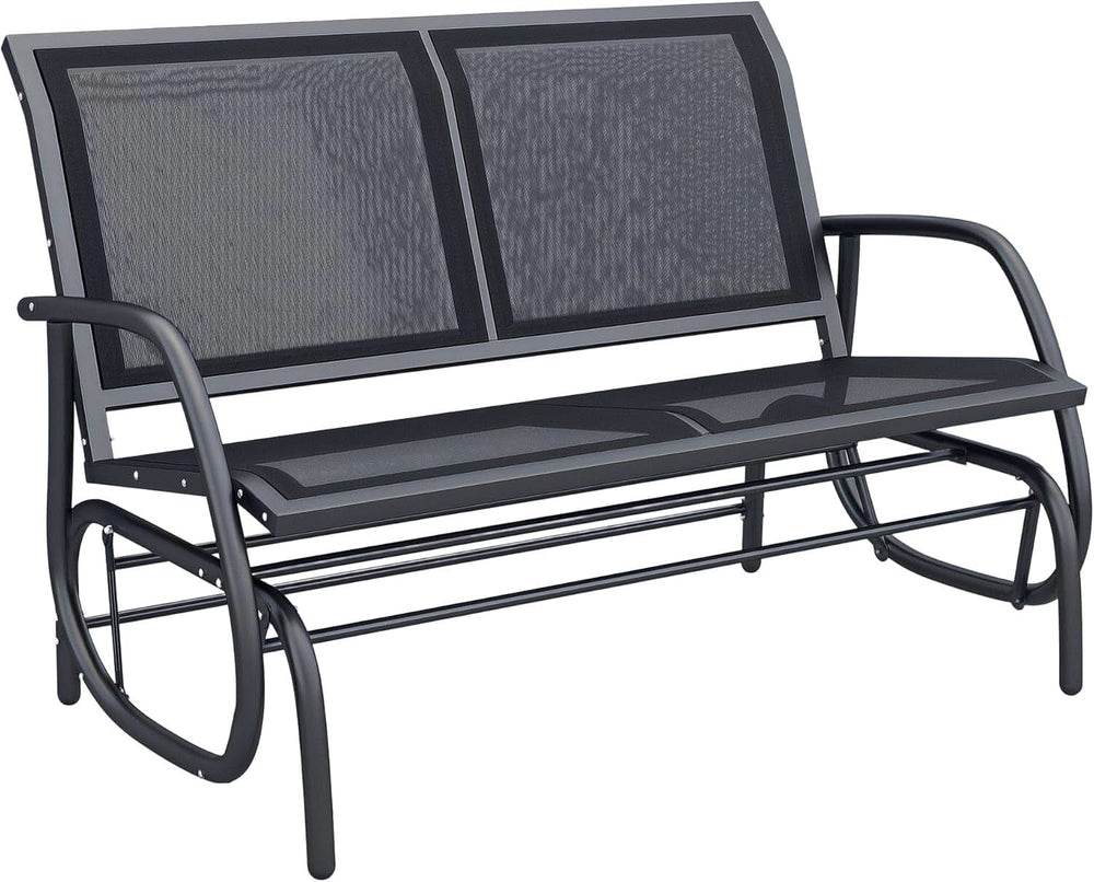 Two Person Outdoor Glider Bench with Steel Frame