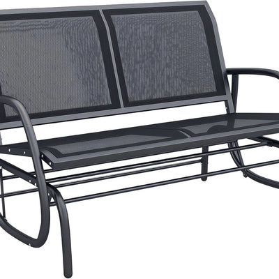 Two Person Outdoor Glider Bench with Steel Frame