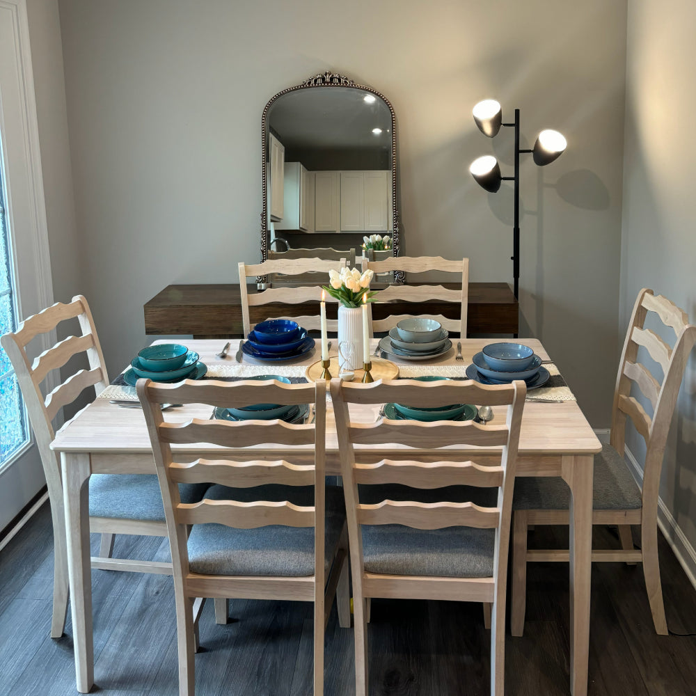 Farmhouse Dining Table Set with Upholstered Chairs for 4–6
