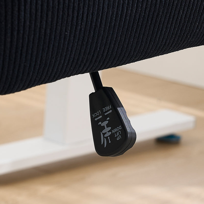 Mid-Back Liftable Office Chair - Striped Fabric - Black