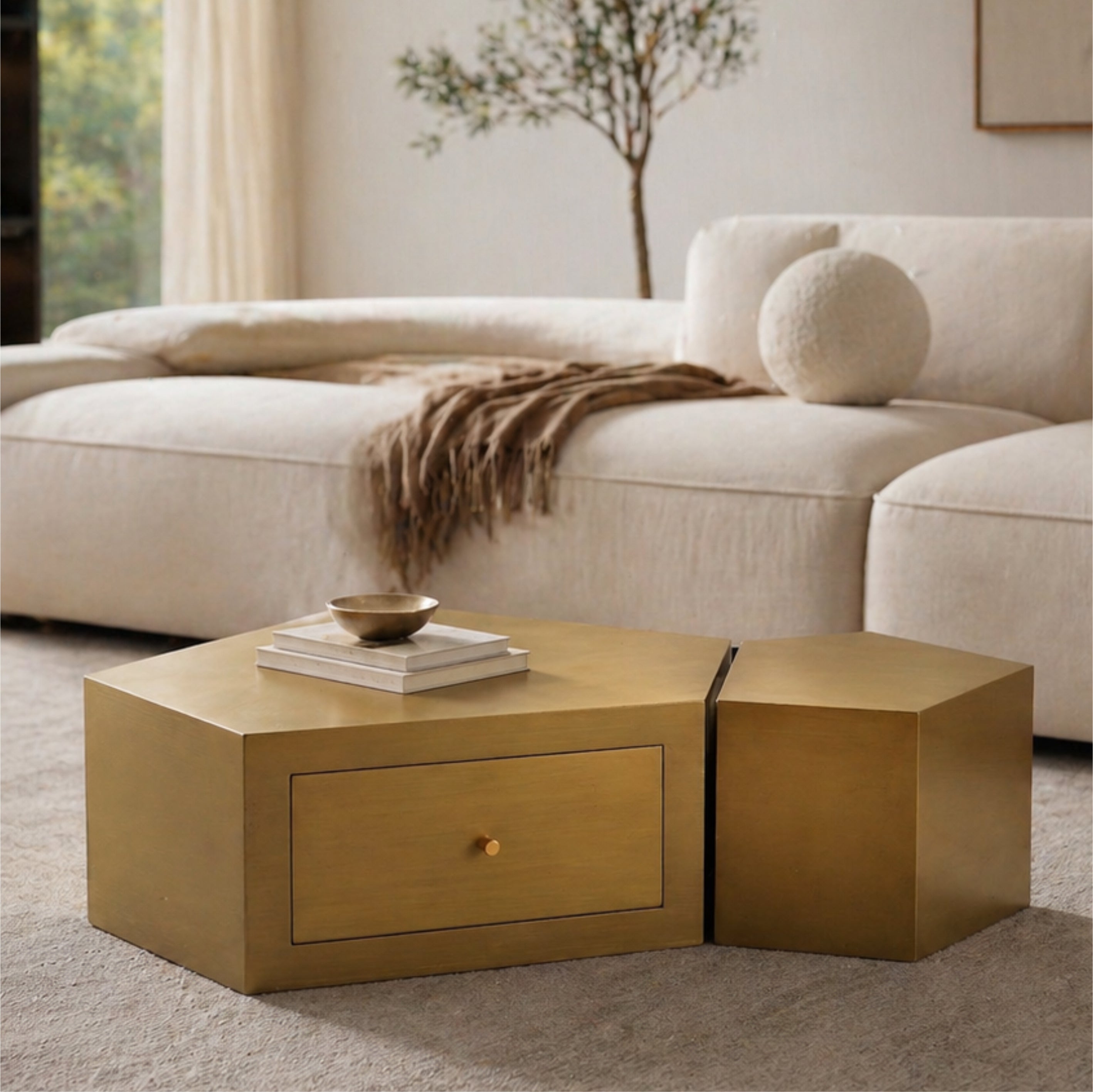 Modern Geometric Coffee Table Set of 2