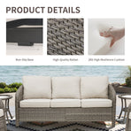 73.6" PE Wicker Rattan Outdoor Furniture Set, 3 Seat Sofa