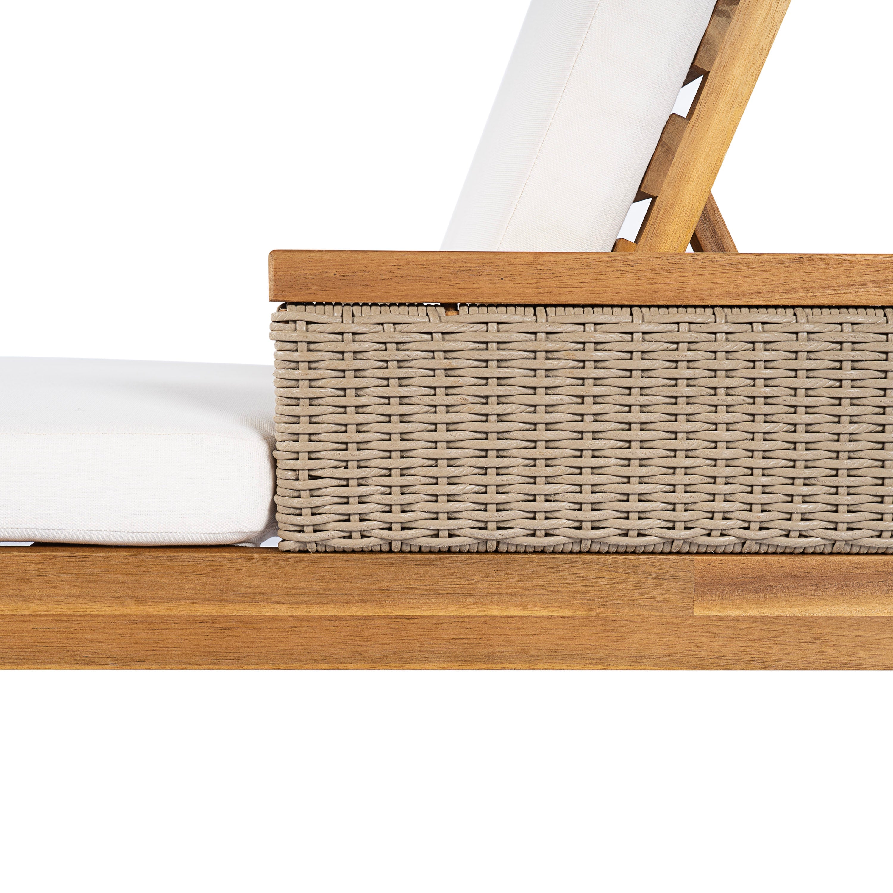 Genuine Solid Acacia Wood Sun Chaise Lounger