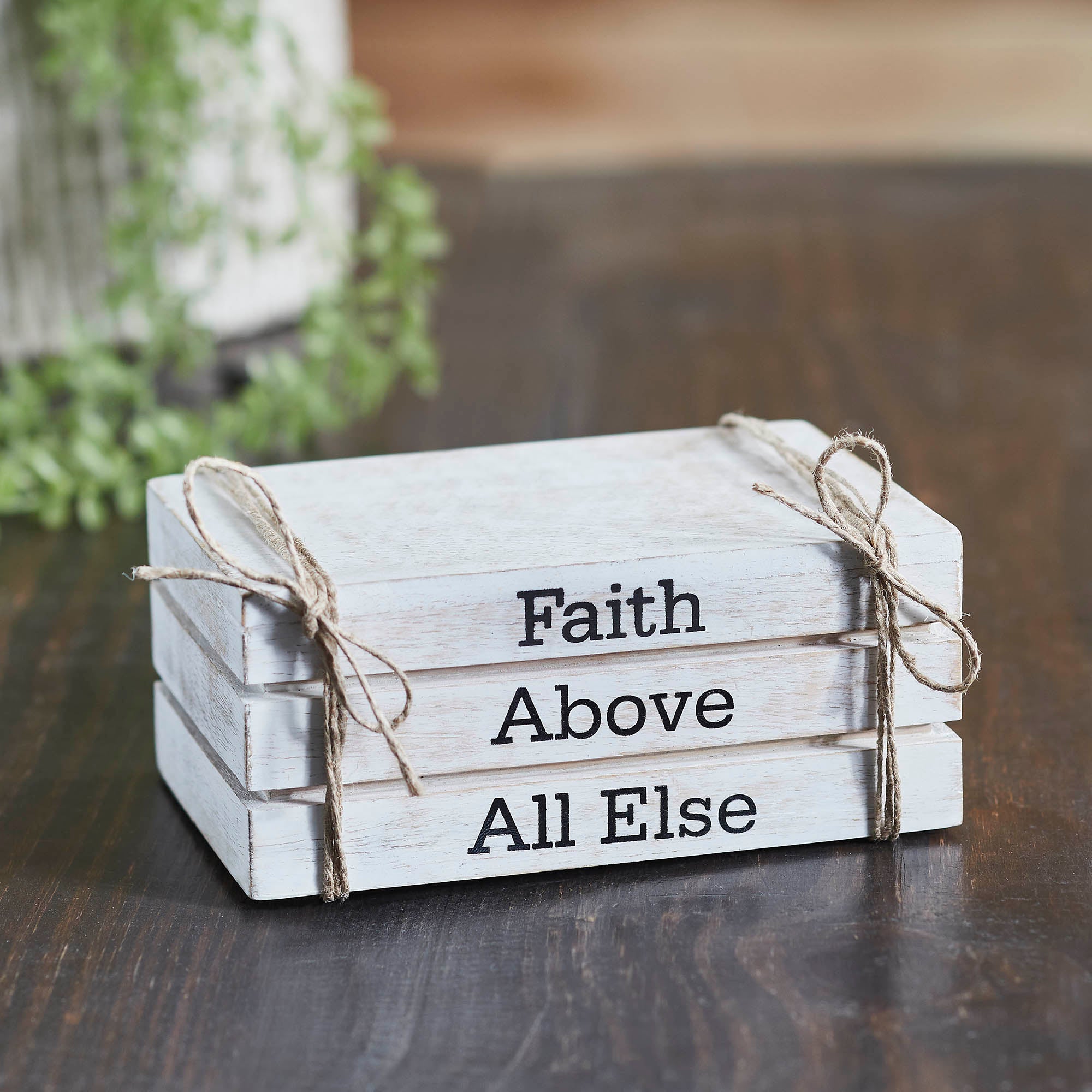 Faux Book Stack: Faith Above All Else