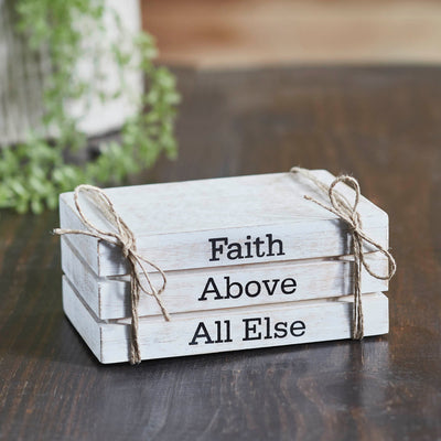 Faux Book Stack: Faith Above All Else