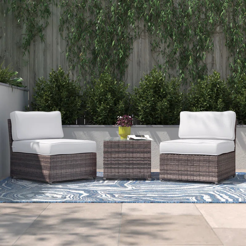 Rattan Wicker 2-Person Seating Set with Cushions