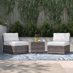 Rattan Wicker 2-Person Seating Set with Cushions