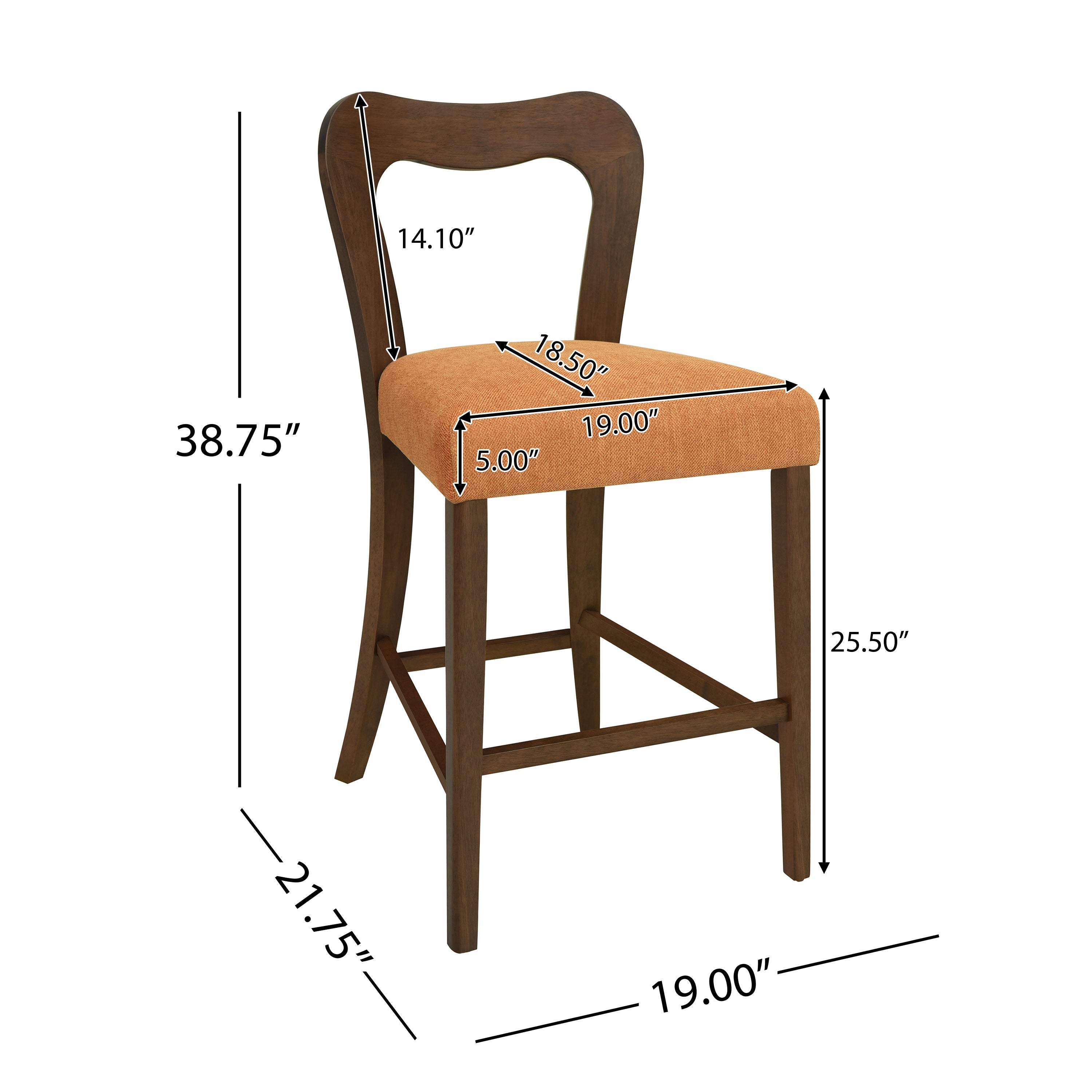 Counter Stool Without Arm (Walnut + Caramel) - Set of 2