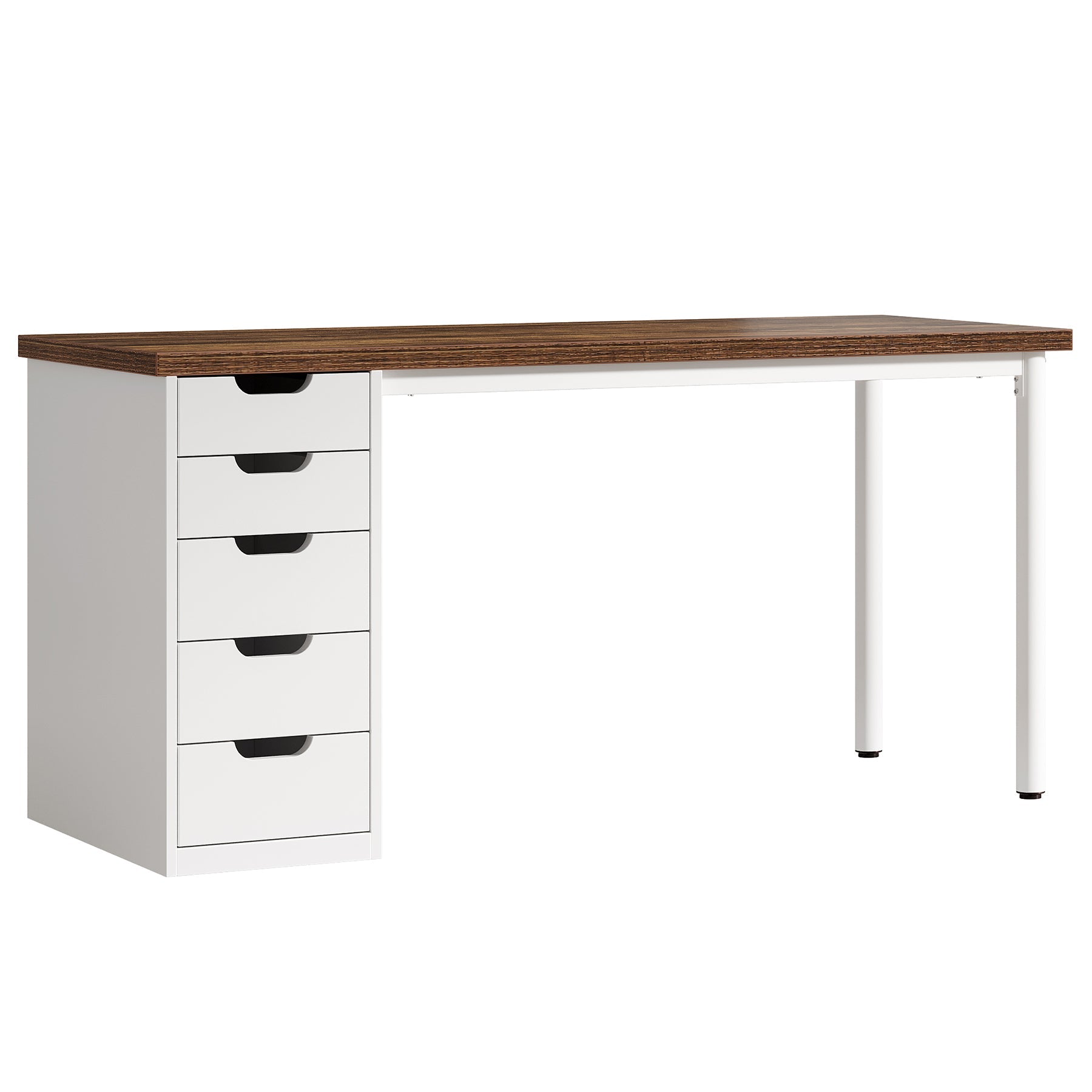 Computer Desk with 5 Drawers - 47 Inch Rustic Design