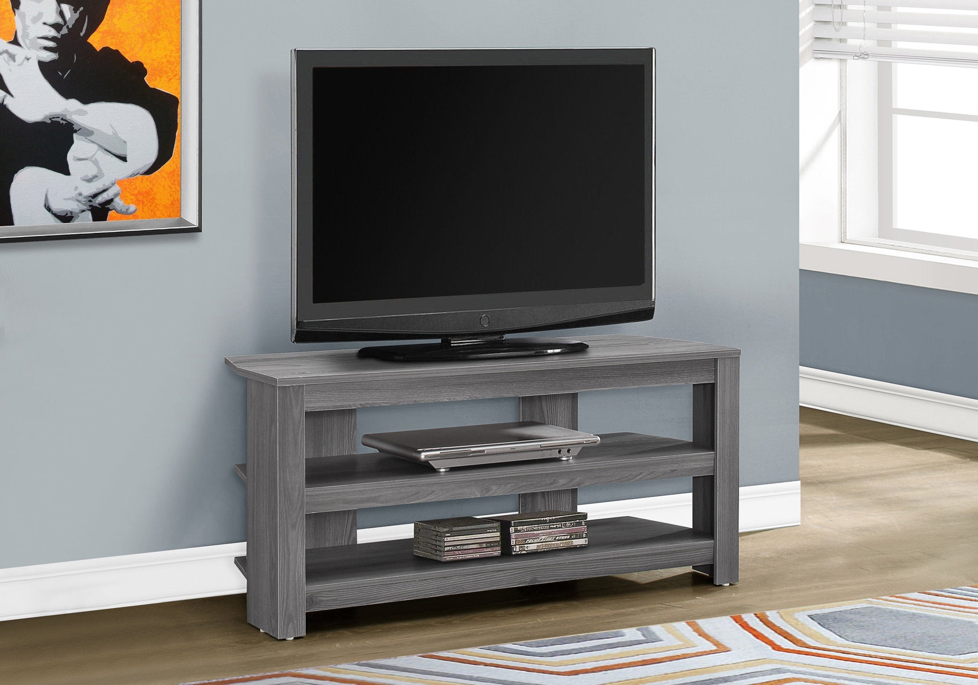 42 Inch TV Stand with Storage Shelves